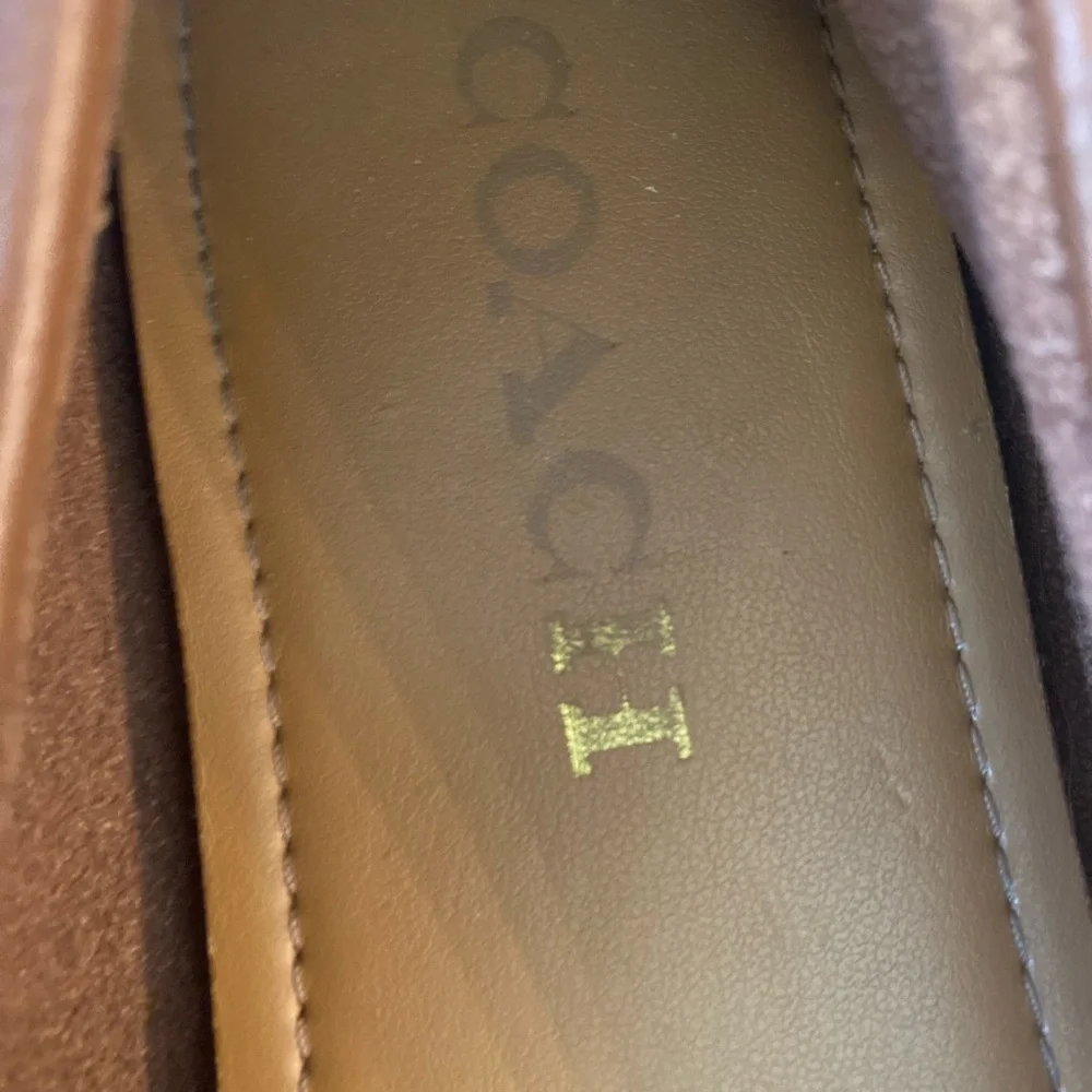 Coach Brown Leather Moccasin Loafers with Gold Tone Hardware